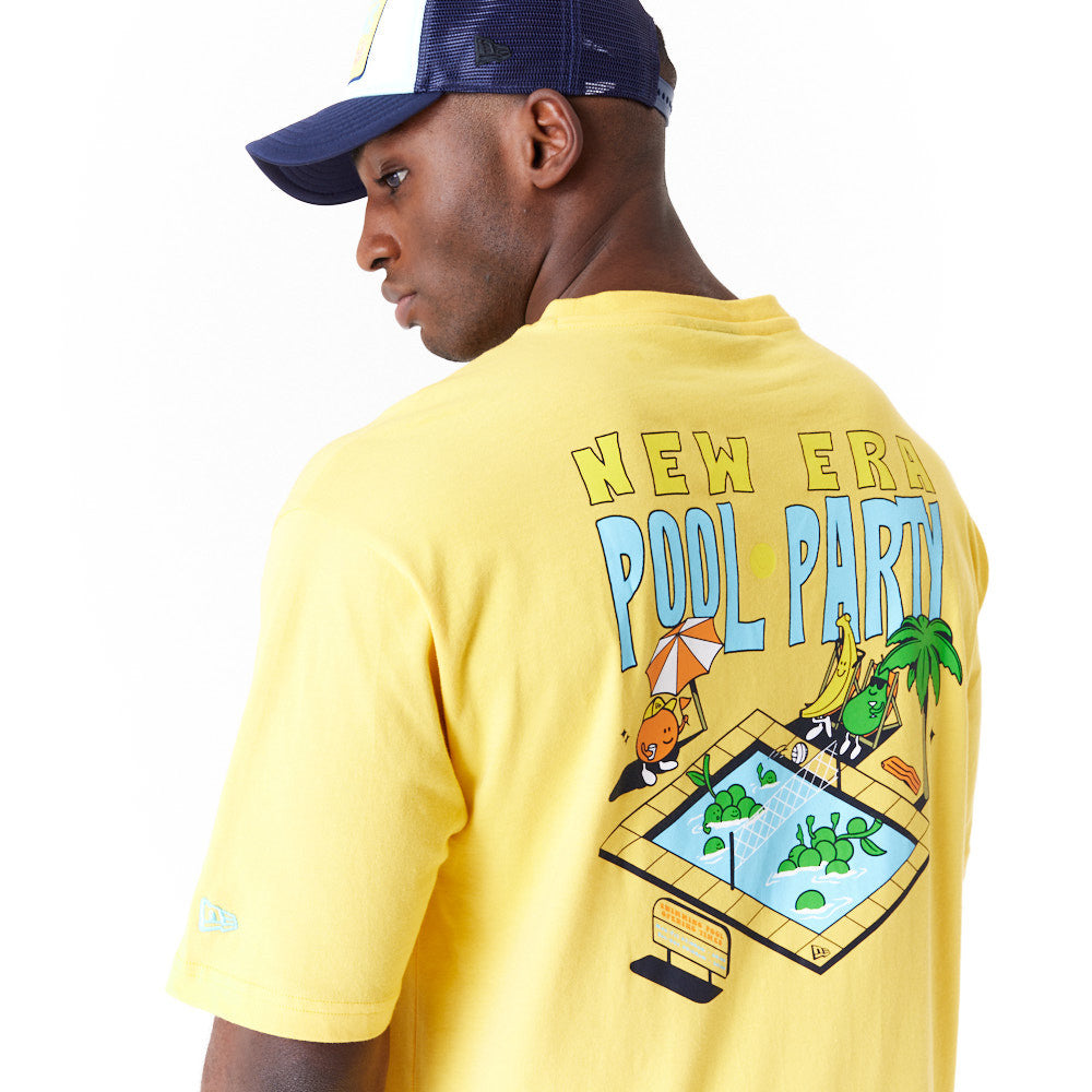 New Era Pool Party Fruit Graphic Oversized Yellow Tee