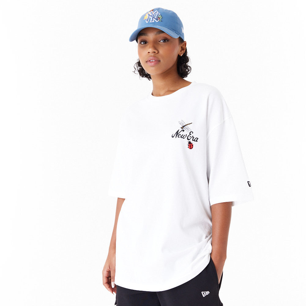 New Era Floral Graphic Oversized White Tee