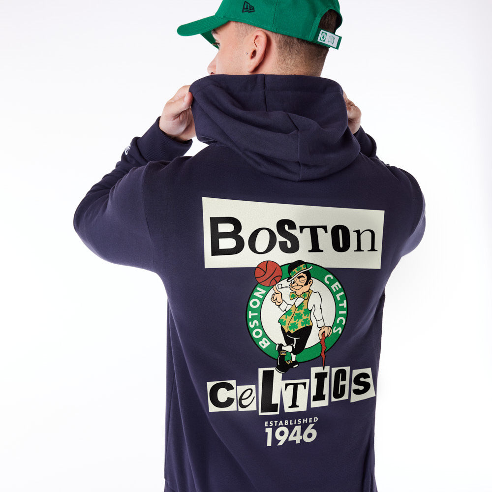 Boston Celtics Newspaper Graphic Pullover Navy Hoodie