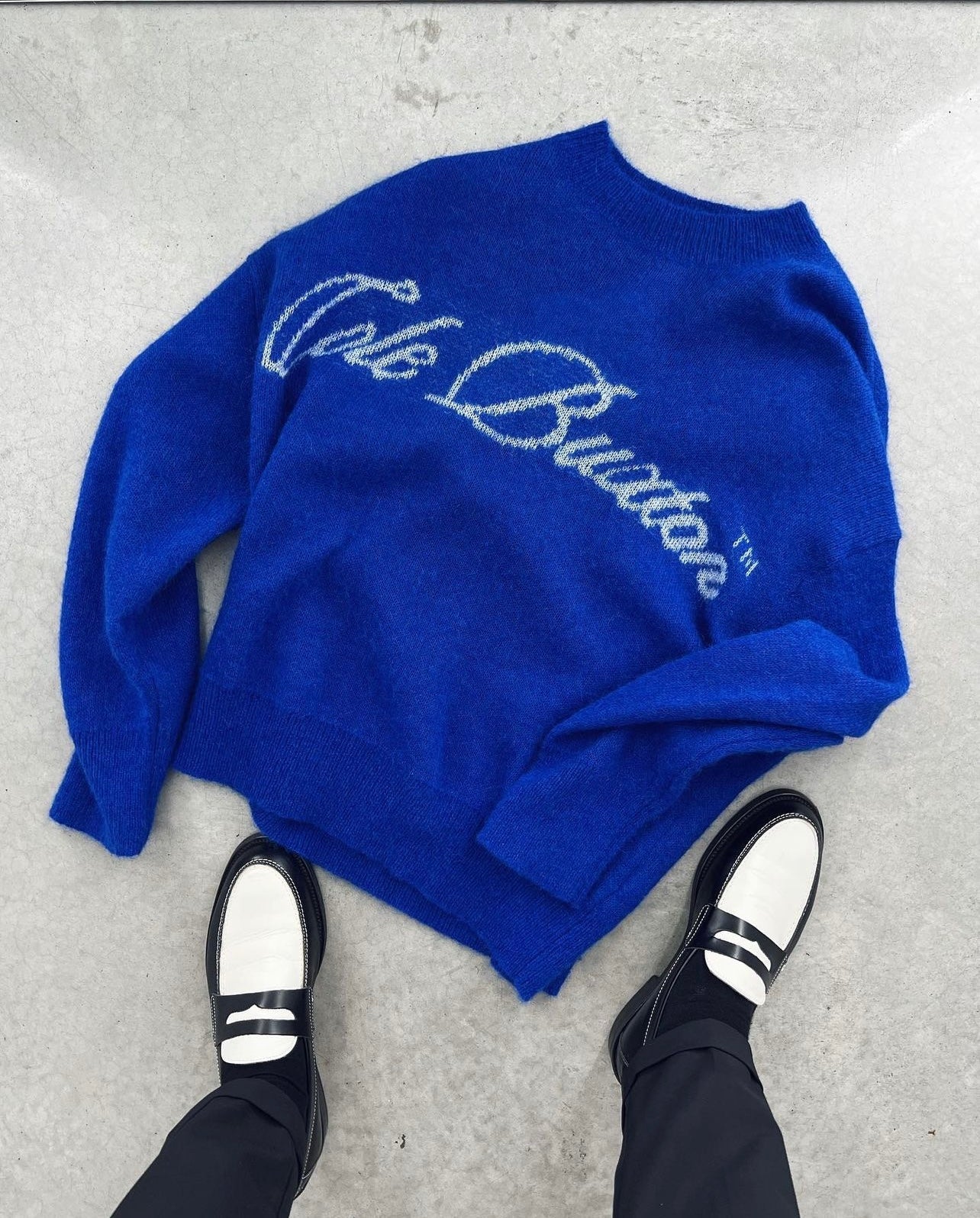 Cole Buxton CB Script Logo Knit Sweater - 'Blue'