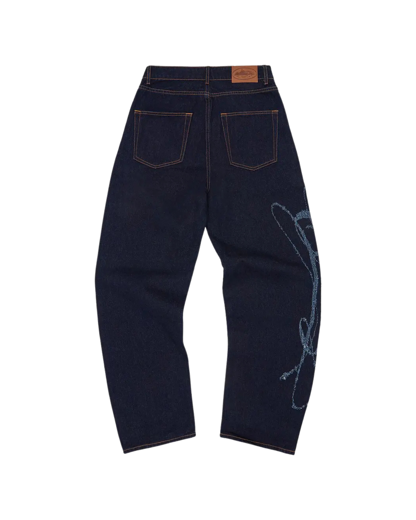 Corteiz Frayed Denim Baggy Jeans - 'Indigo'