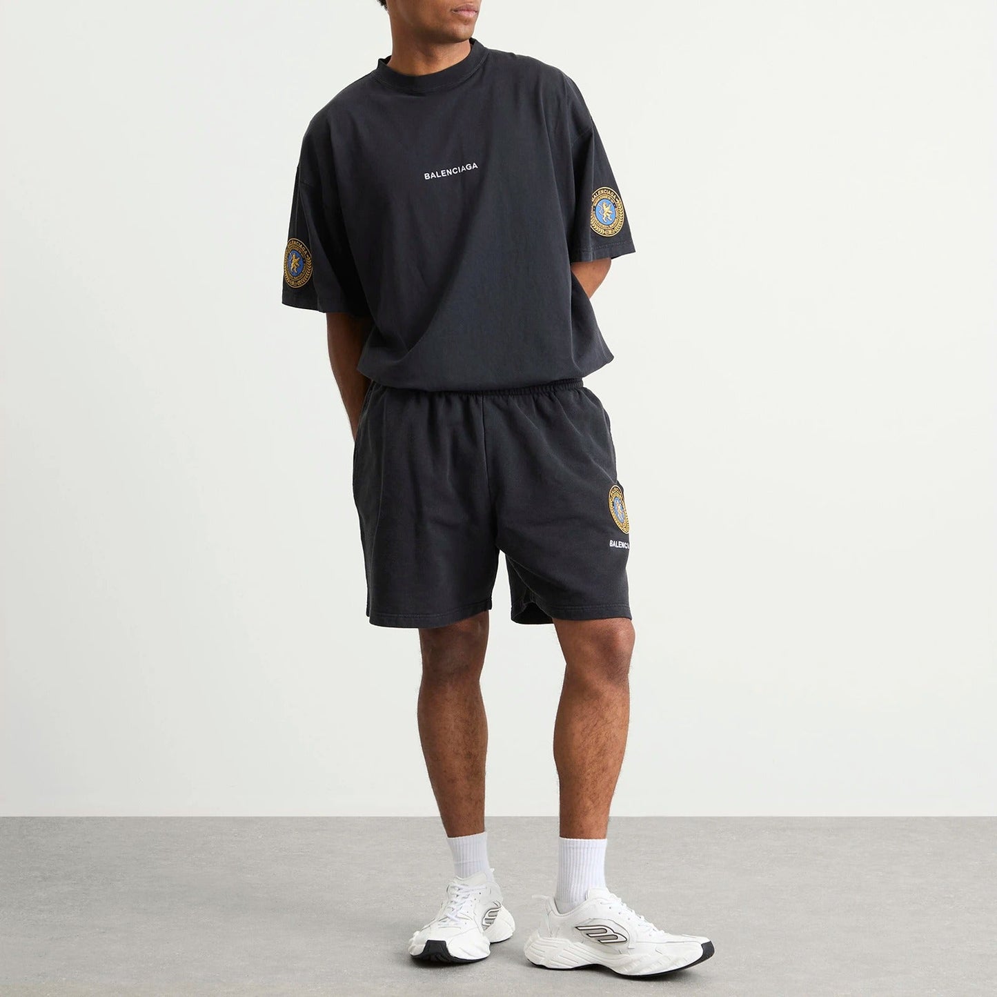 Balenciaga Oversized Cotton Uniform Logo Shorts