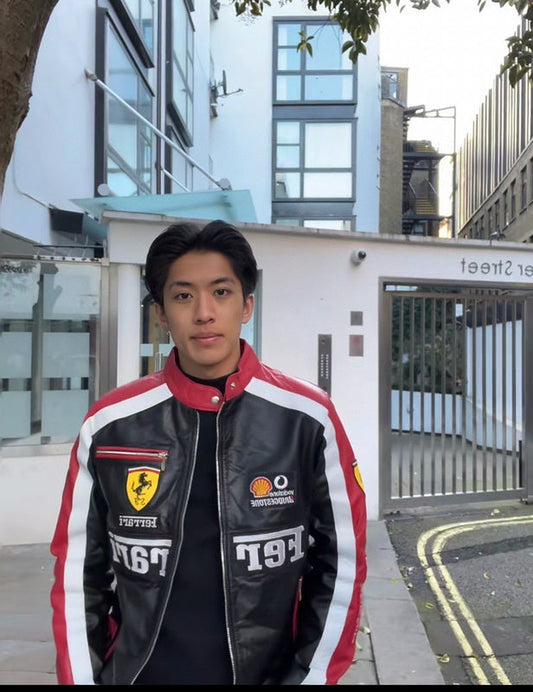 Ferrari Racing Leather Jacket - "Red/Black"