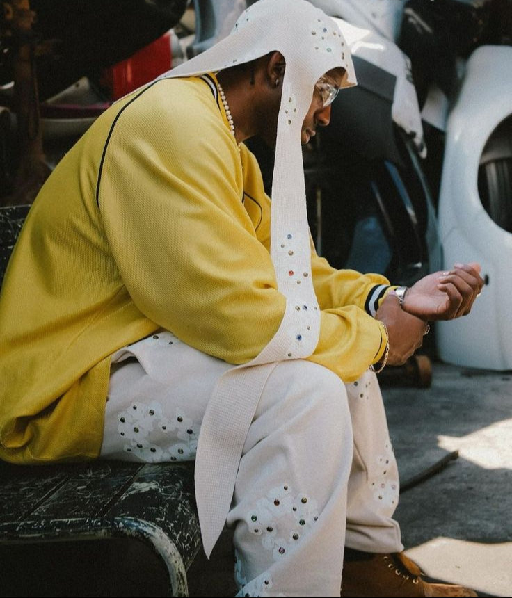 Denim Tears Rhinestone Cotton Wreath Durag - "Oatmeal"