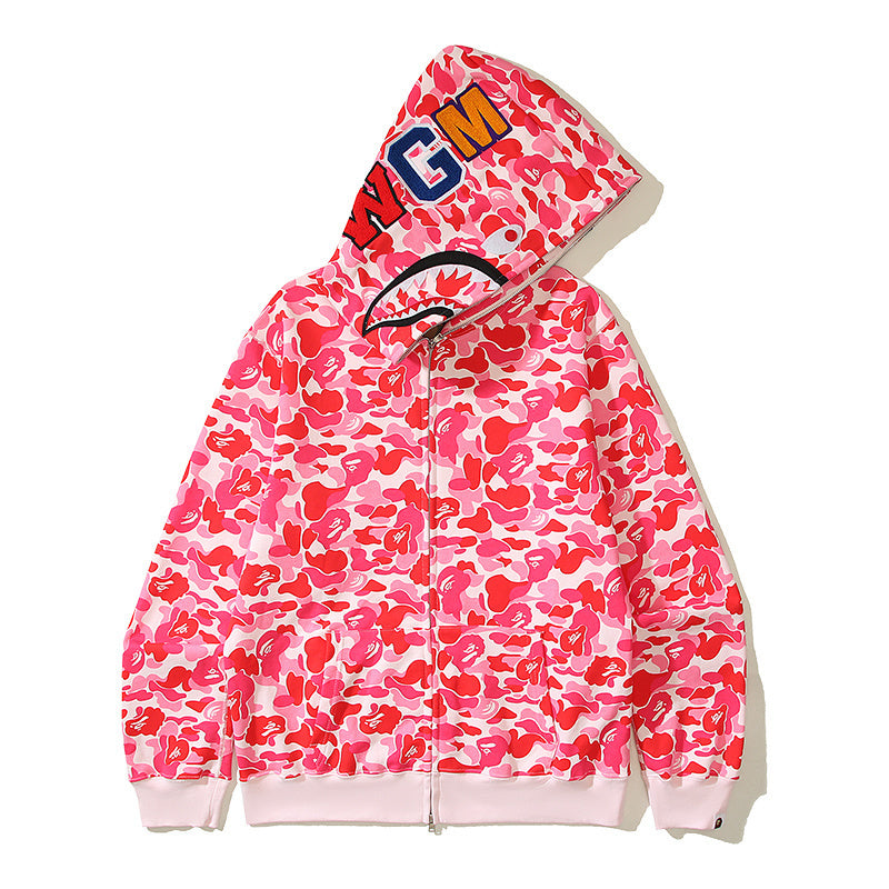 BAPE ABC Camo Shark Full Zip Hoodie Red