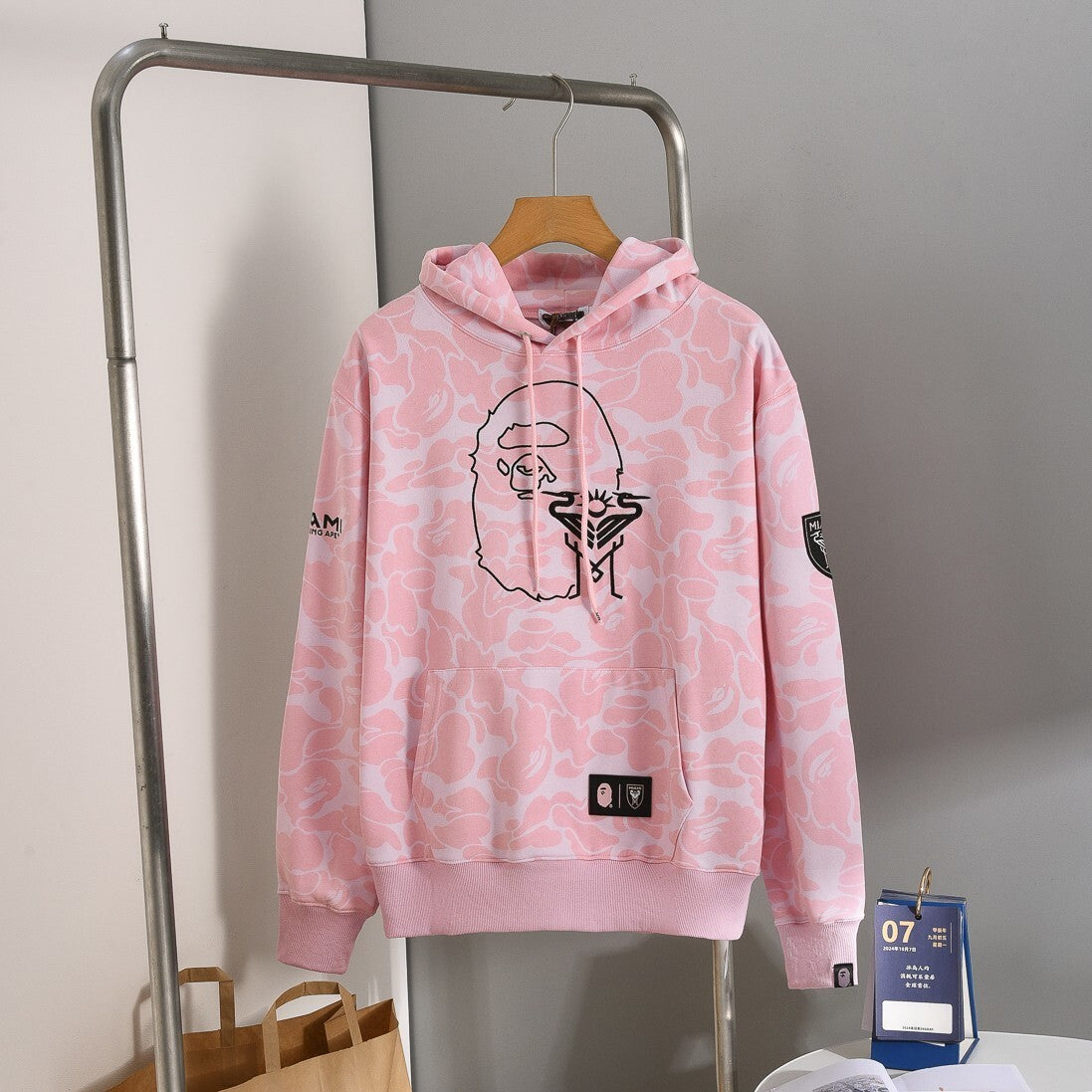 Bape x Inter Miami Camo Hoodie Pink