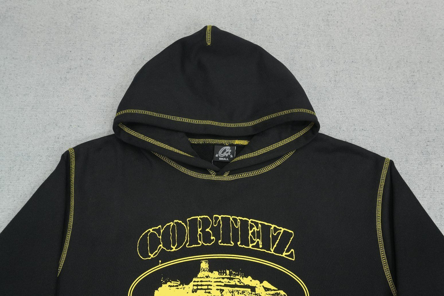 Corteiz Alcatraz Contrast Hoodie Black/Yellow