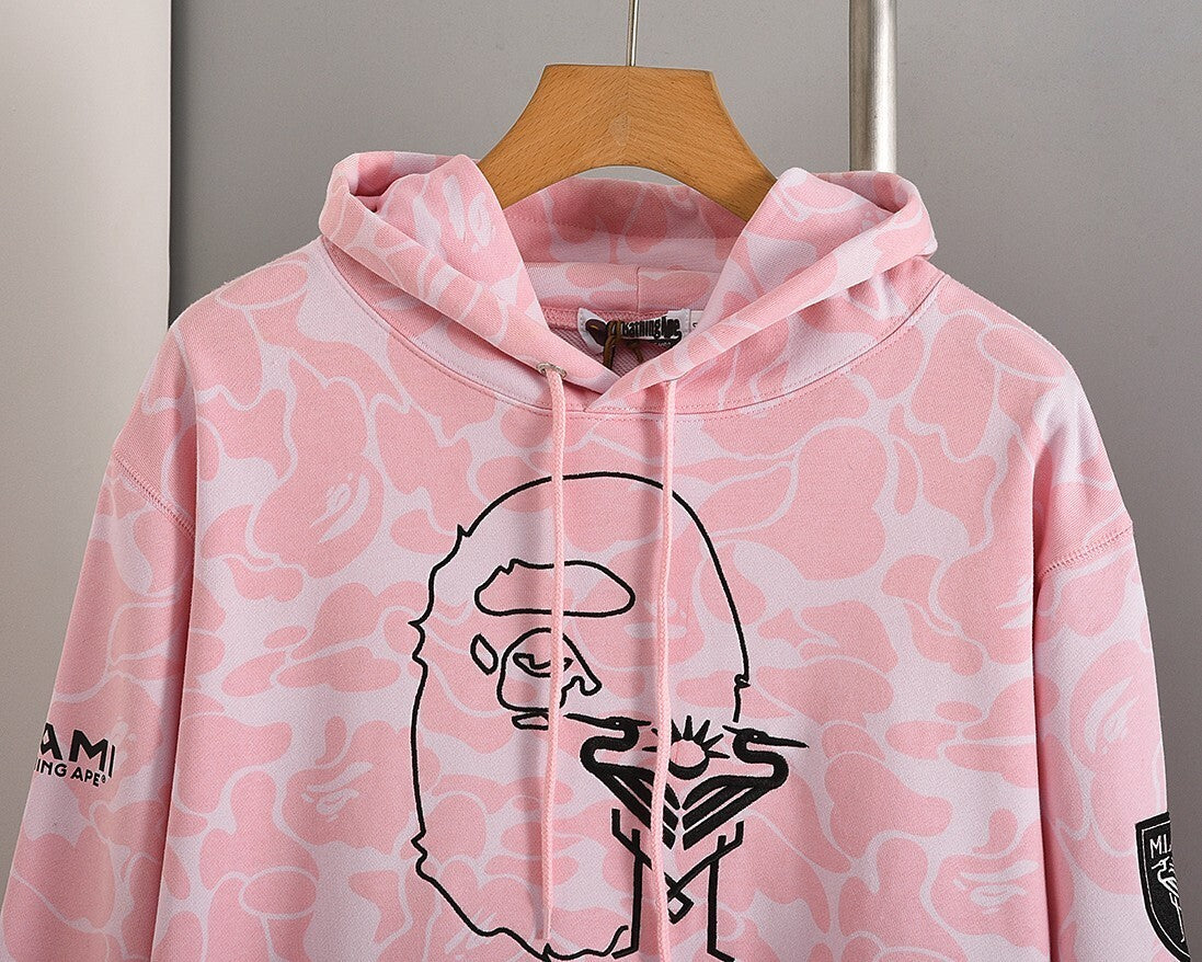 Bape x Inter Miami Camo Hoodie Pink