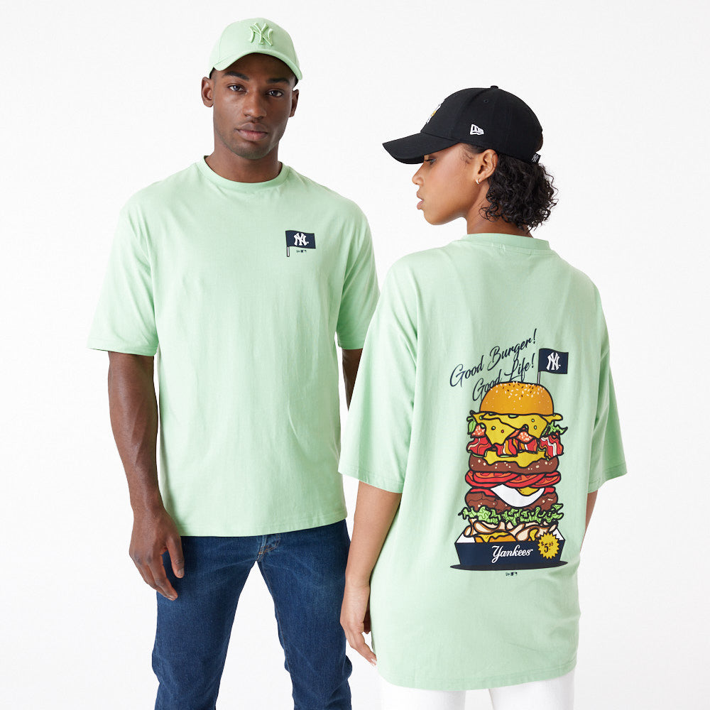 New York Yankees MLB Burger Graphic Oversized Bright Green Tee