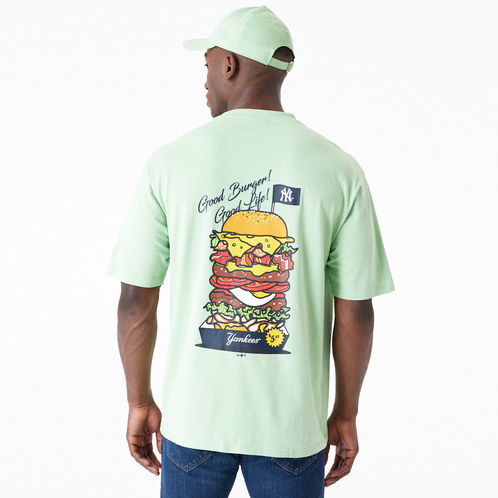 New York Yankees MLB Burger Graphic Oversized Bright Green Tee