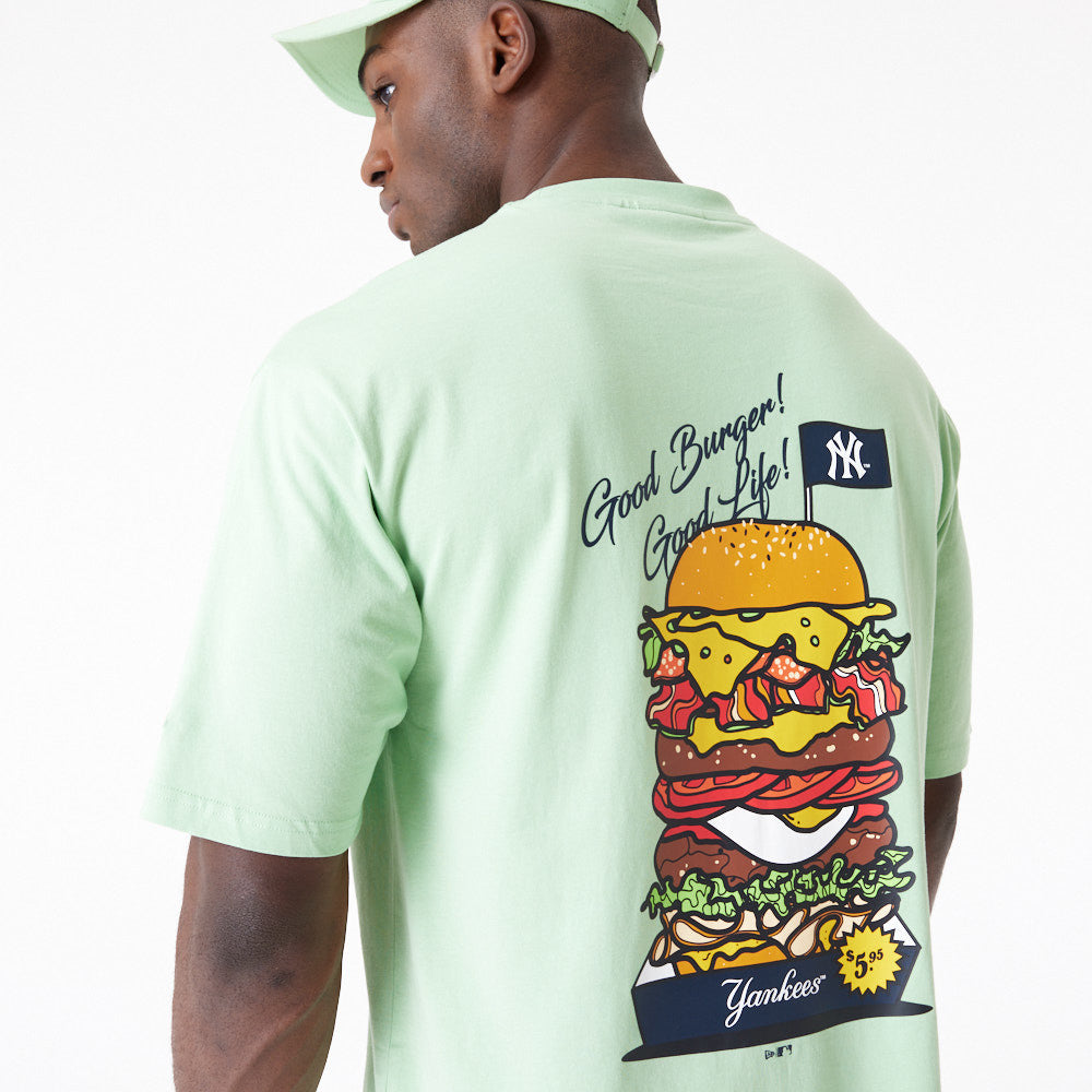 New York Yankees MLB Burger Graphic Oversized Bright Green Tee