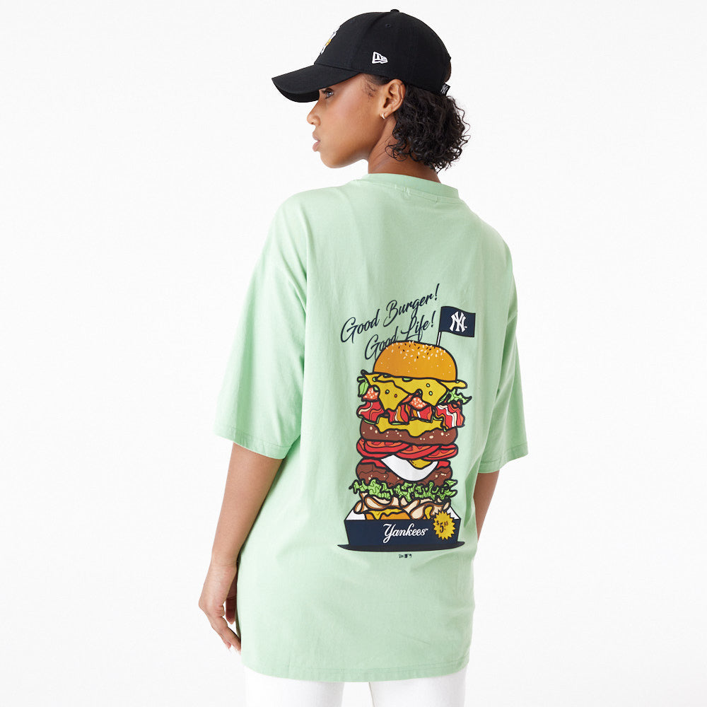 New York Yankees MLB Burger Graphic Oversized Bright Green Tee