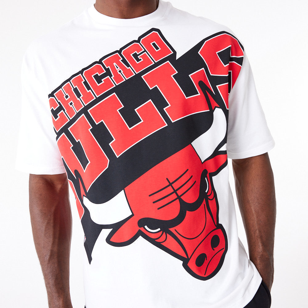Chicago Bulls NBA Large Wordmark Oversized White Tee