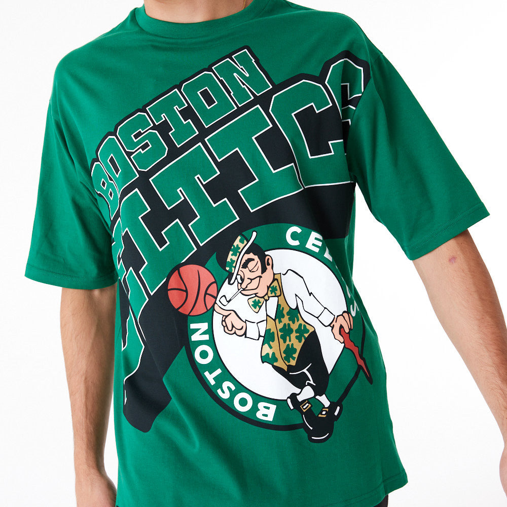Boston Celtics NBA Large Wordmark Oversized Green Tee