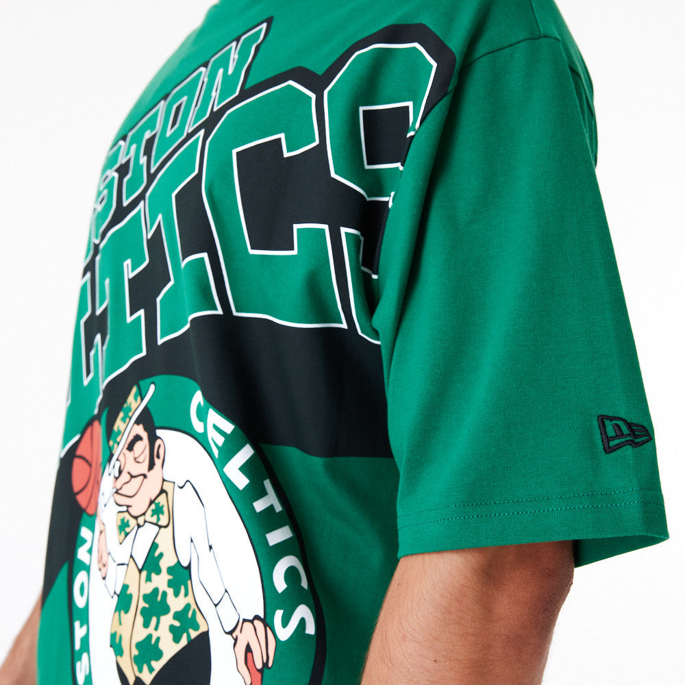 Boston Celtics NBA Large Wordmark Oversized Green Tee