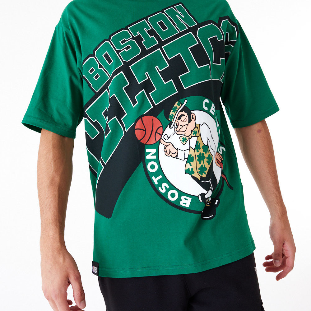 Boston Celtics NBA Large Wordmark Oversized Green Tee