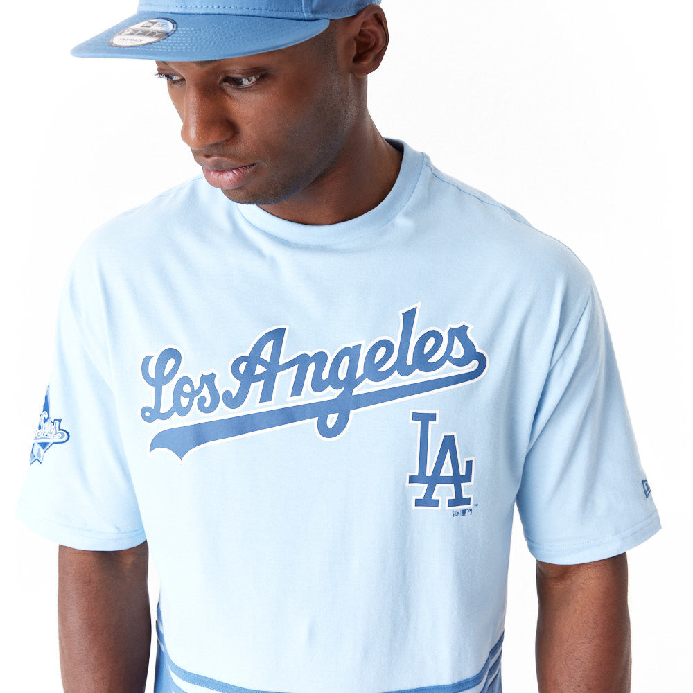 Los Angeles Dodgers World Series Center Front Oversized Pastel Blue Tee