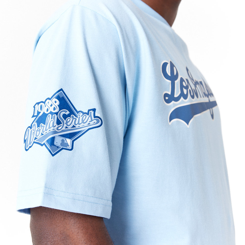 Los Angeles Dodgers World Series Center Front Oversized Pastel Blue Tee