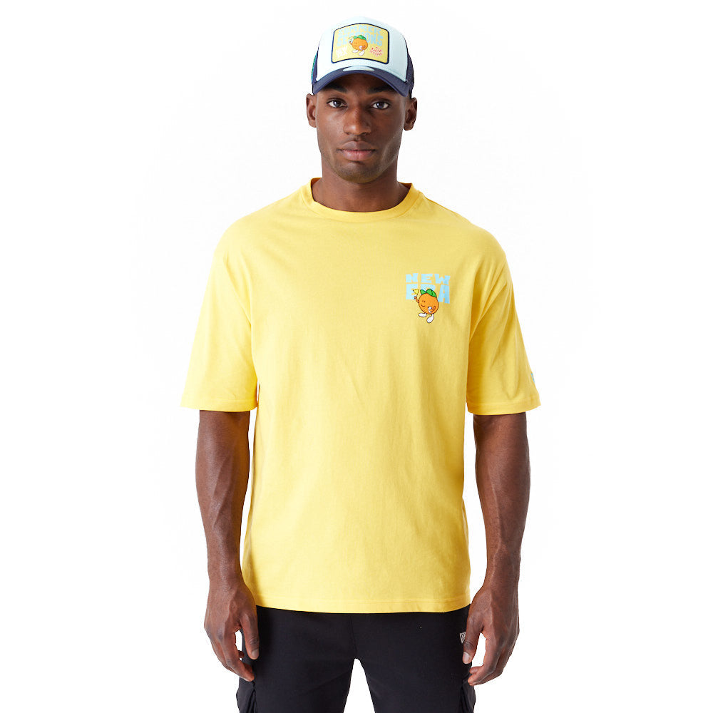 New Era Pool Party Fruit Graphic Oversized Yellow Tee