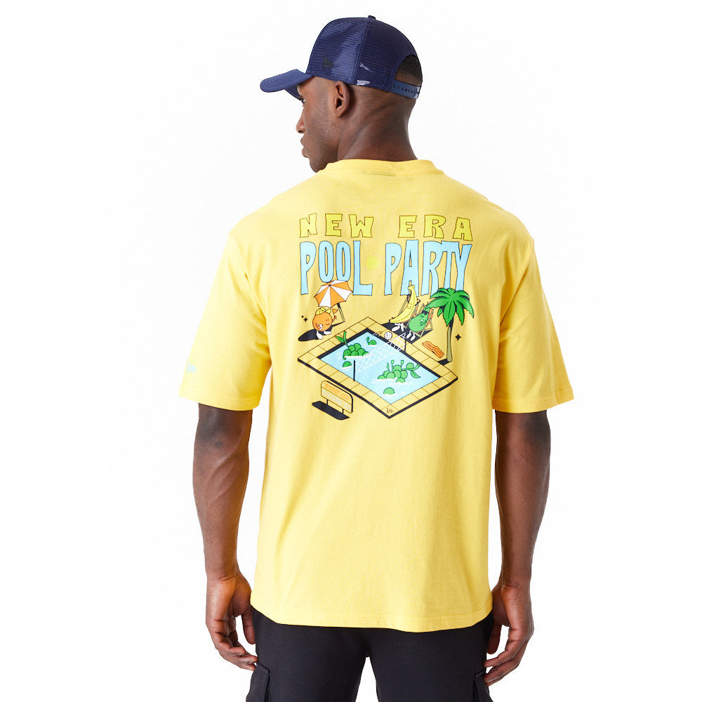New Era Pool Party Fruit Graphic Oversized Yellow Tee