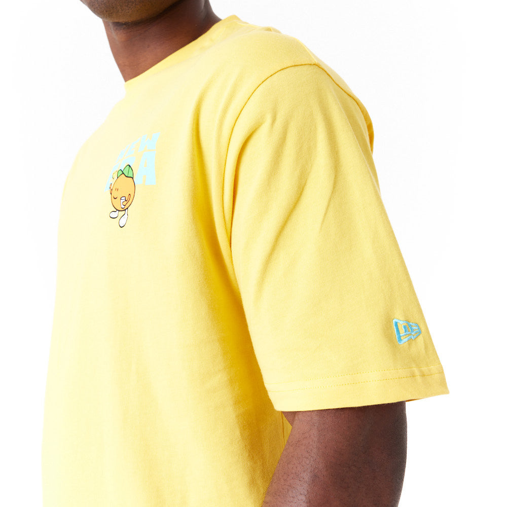 New Era Pool Party Fruit Graphic Oversized Yellow Tee
