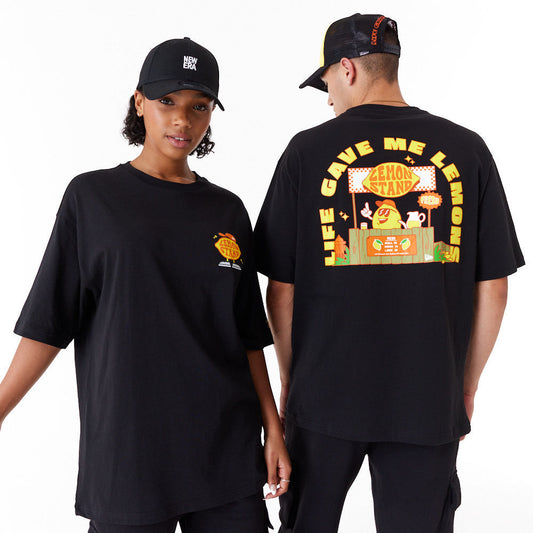 New Era Lemon Stand Fruit Graphic Oversized Black Tee