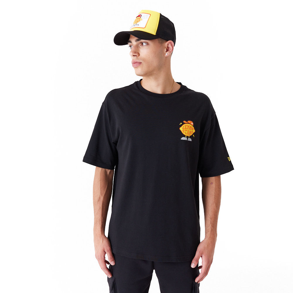 New Era Lemon Stand Fruit Graphic Oversized Black Tee