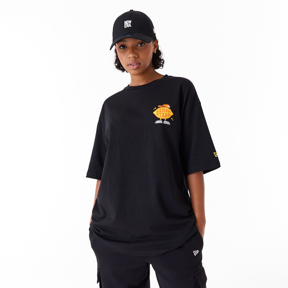 New Era Lemon Stand Fruit Graphic Oversized Black Tee