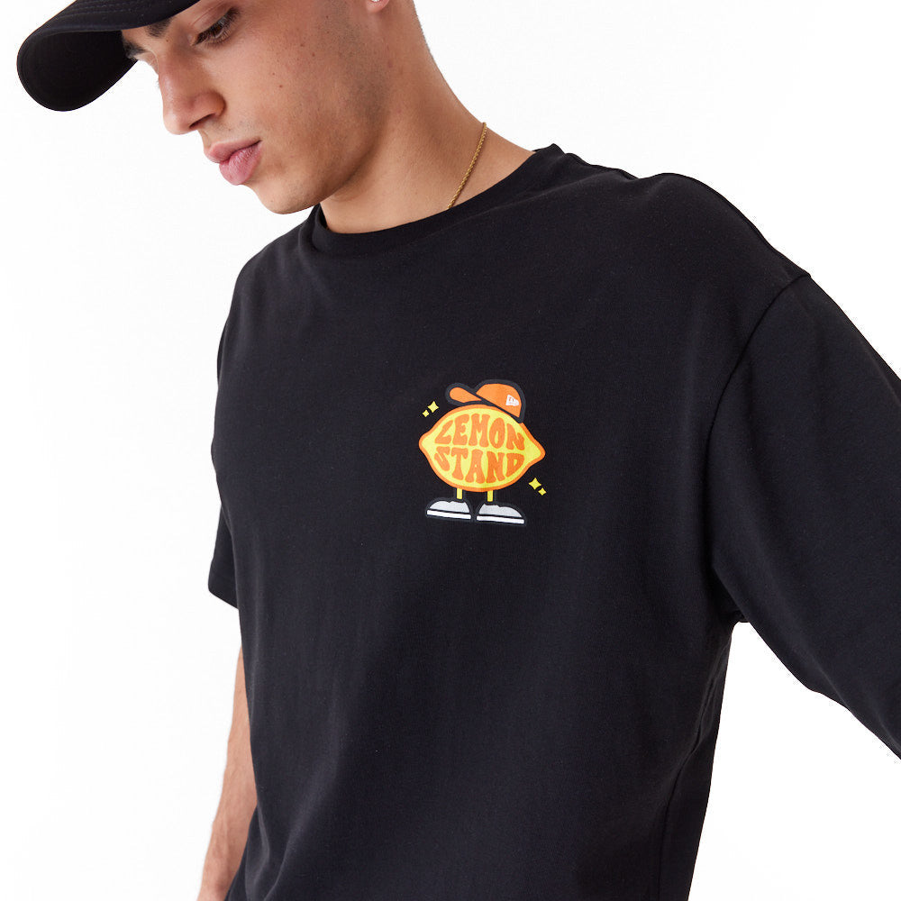 New Era Lemon Stand Fruit Graphic Oversized Black Tee