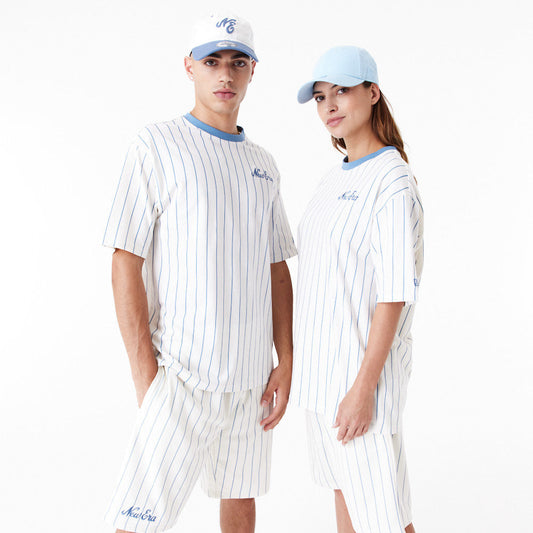 New Era Pinstripe Oversized White Tee