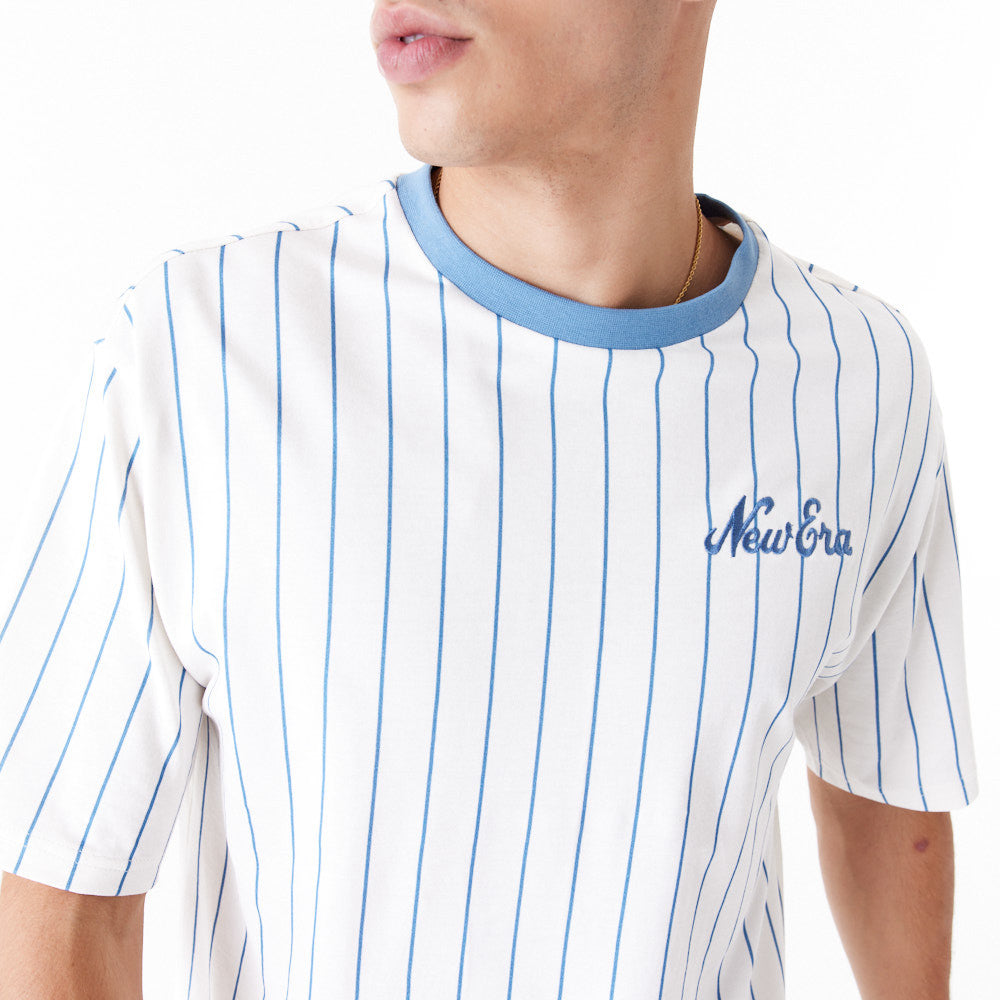New Era Pinstripe Oversized White Tee