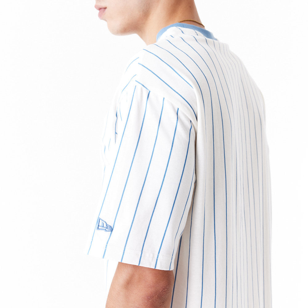 New Era Pinstripe Oversized White Tee