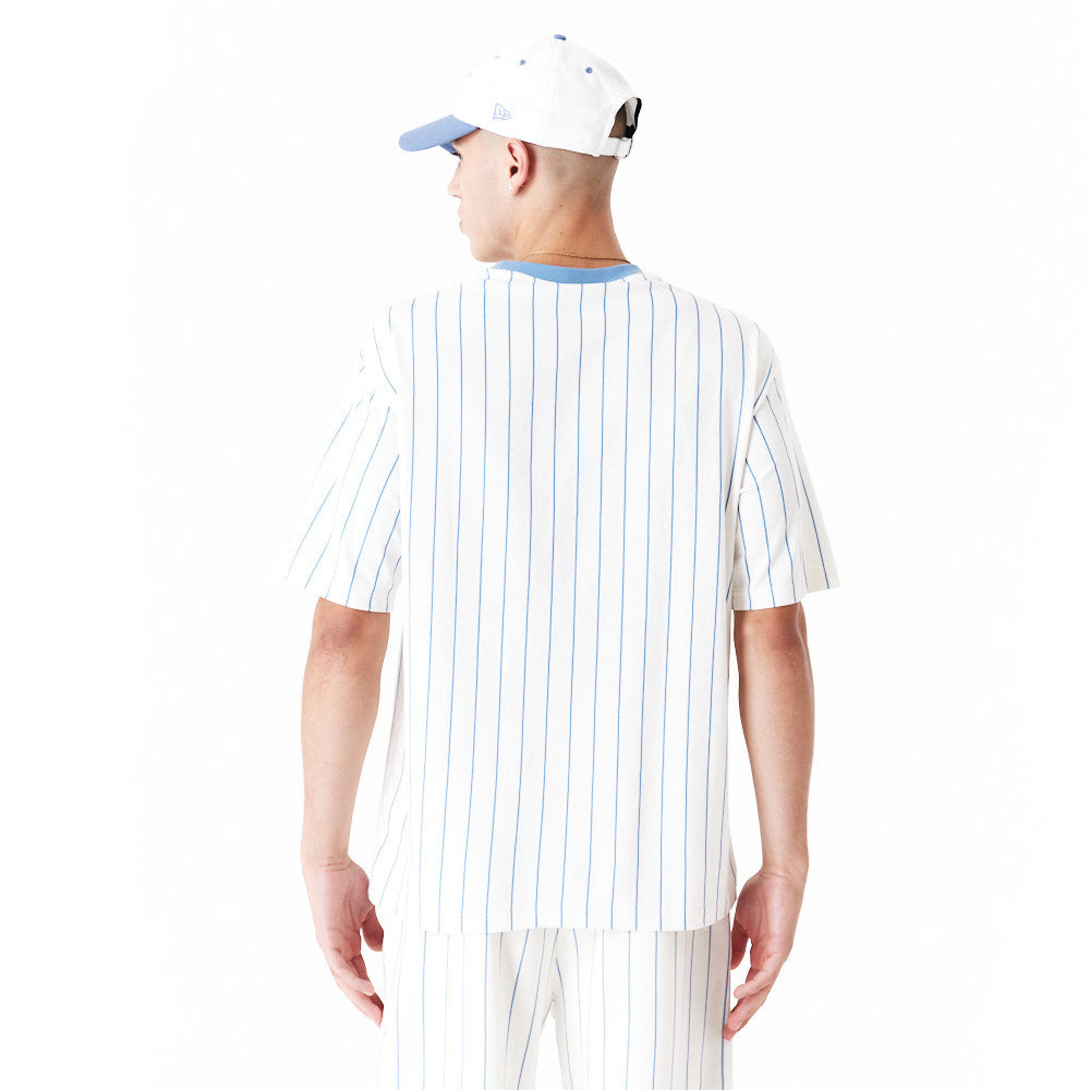 New Era Pinstripe Oversized White Tee