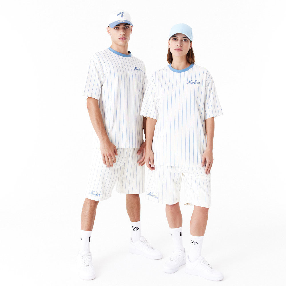 New Era Pinstripe Oversized White Tee