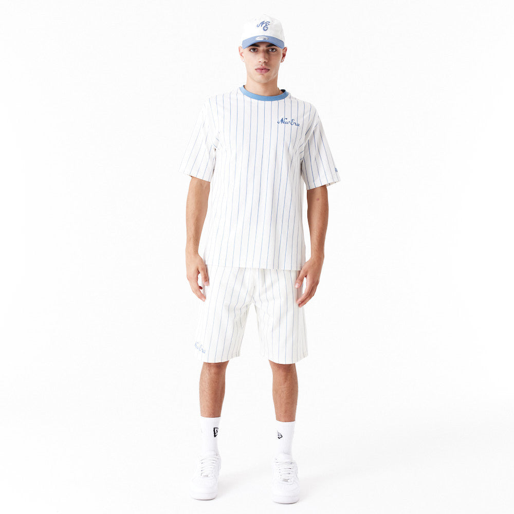 New Era Pinstripe Oversized White Tee