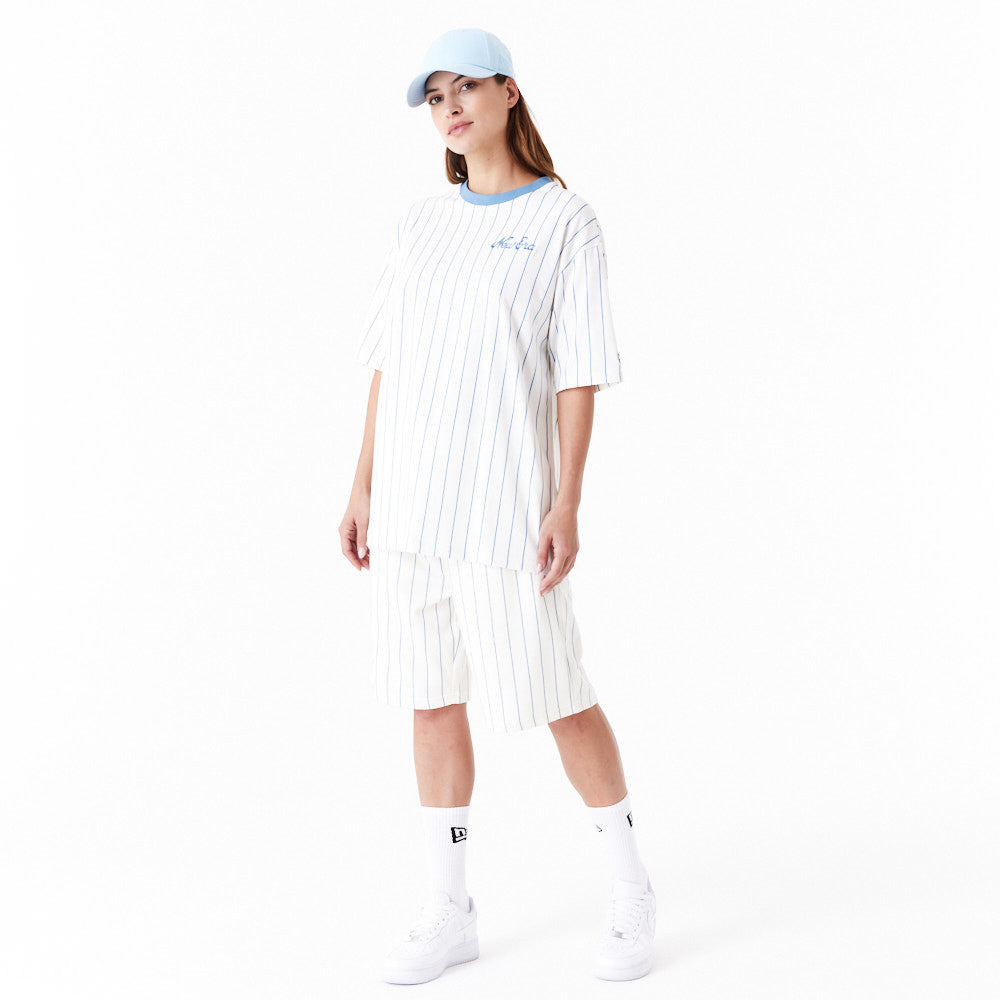 New Era Pinstripe Oversized White Tee