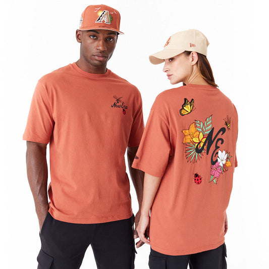 New Era Floral Graphic Oversized Brown Tee