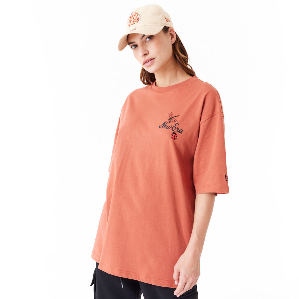 New Era Floral Graphic Oversized Brown Tee