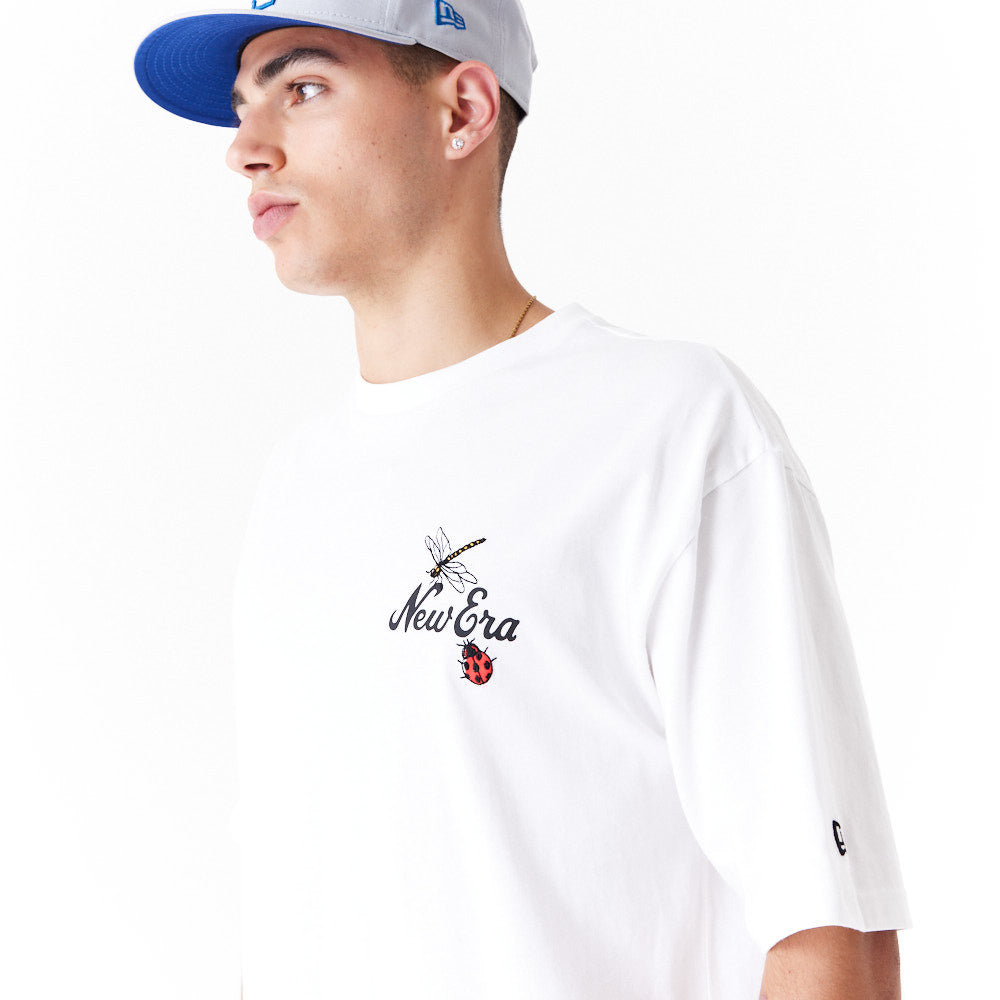 New Era Floral Graphic Oversized White Tee
