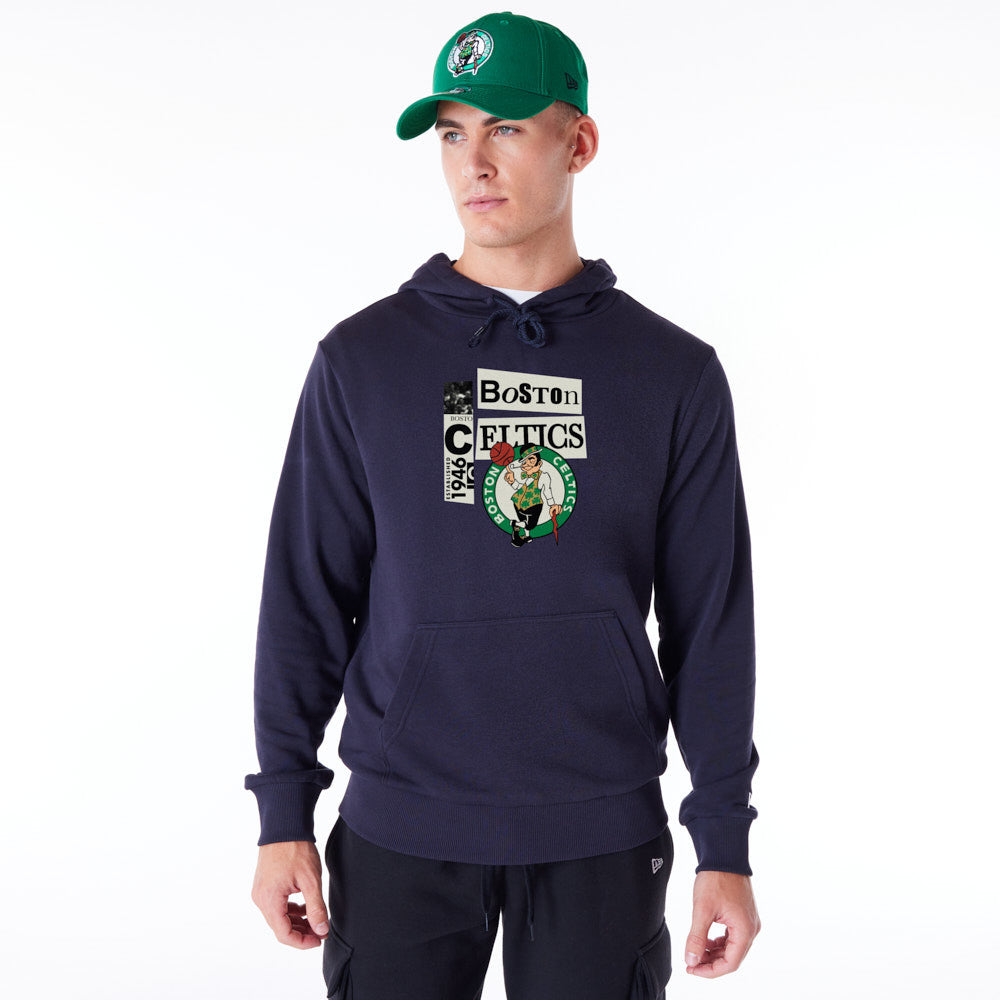 Boston Celtics Newspaper Graphic Pullover Navy Hoodie