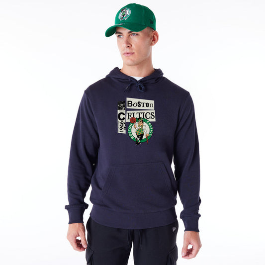 Boston Celtics Newspaper Graphic Pullover Navy Hoodie