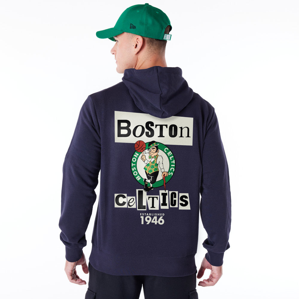 Boston Celtics Newspaper Graphic Pullover Navy Hoodie
