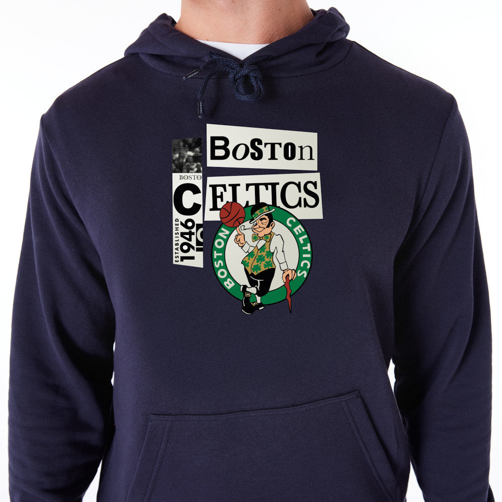 Boston Celtics Newspaper Graphic Pullover Navy Hoodie