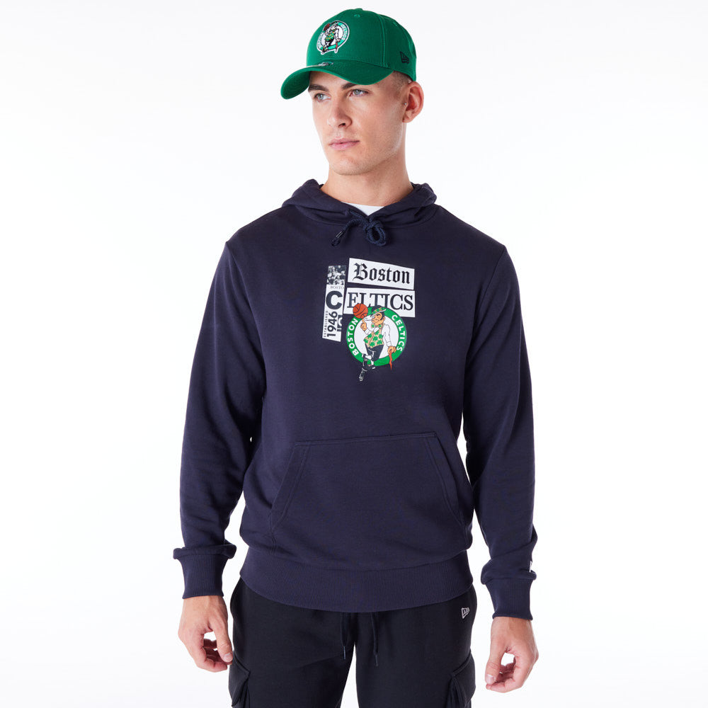 Boston Celtics Newspaper Graphic Pullover Navy Hoodie