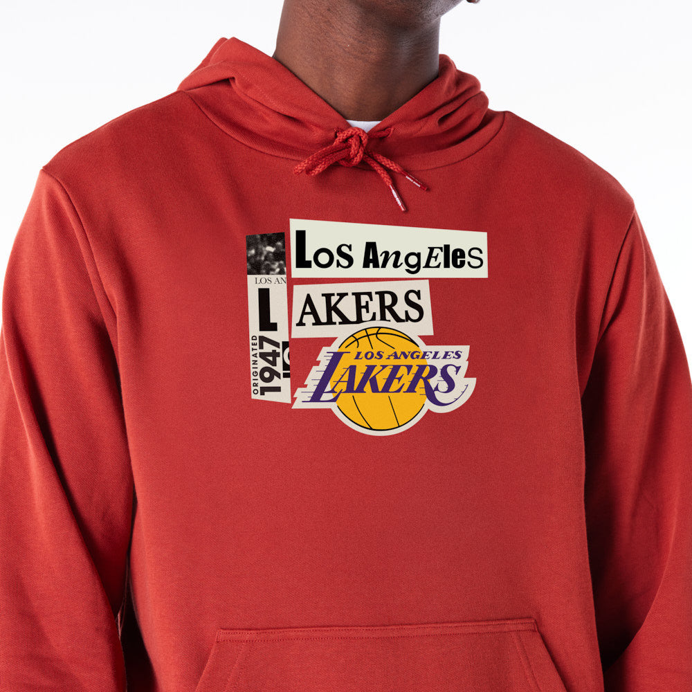 Los Angeles Lakers Newspaper Graphic Red Hoodie