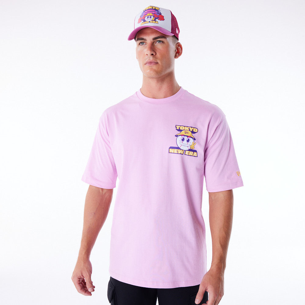 New Era Location Graphic Tokyo Oversized Pink Tee
