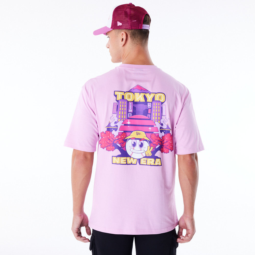 New Era Location Graphic Tokyo Oversized Pink Tee