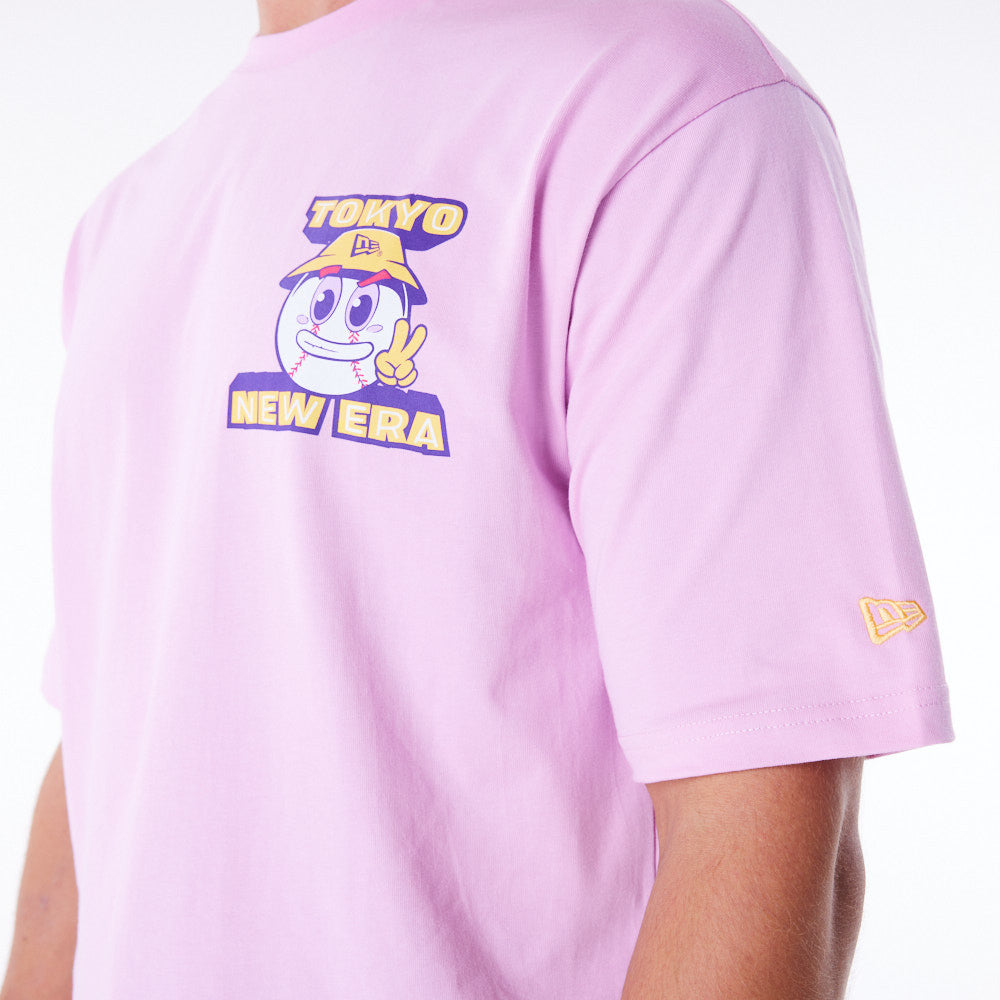 New Era Location Graphic Tokyo Oversized Pink Tee