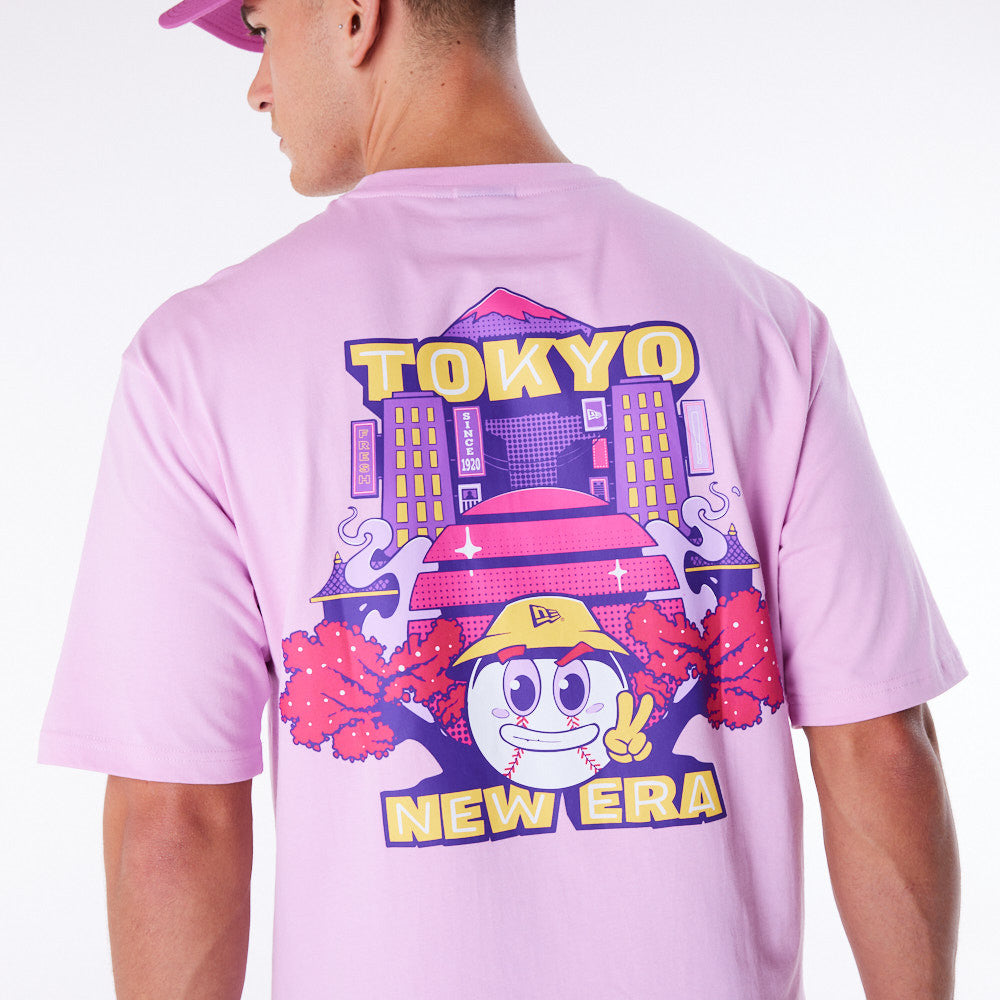 New Era Location Graphic Tokyo Oversized Pink Tee