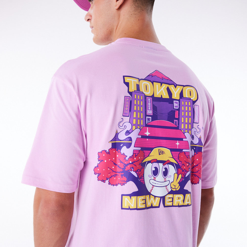 New Era Location Graphic Tokyo Oversized Pink Tee